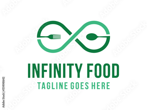 creative infinity food logo, spoon, fork design, vector, isolated on transparent background