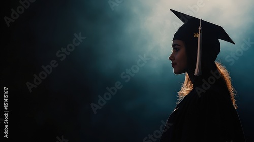 Profile view of a graduate in academic regalia.