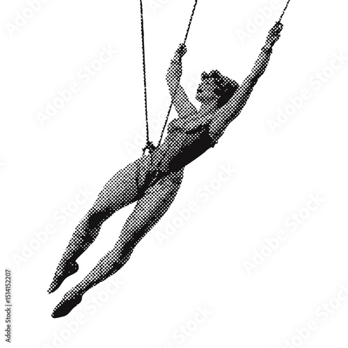 Circus acrobat halftone grunge vector design element