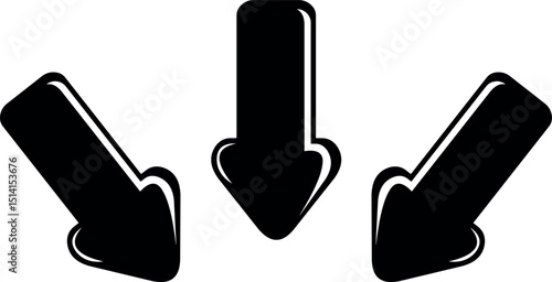 vector illustration black and white icon three arrows pointing to the same place