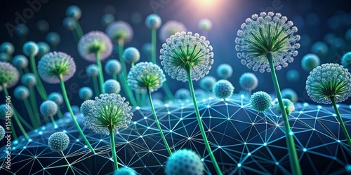 Abstract Bio-Network Luminescent Flora Interconnected within a Complex Web of Light