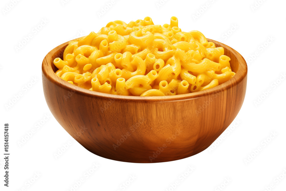 Delicious Mac and Cheese in Wooden Bowl isolated on transparent background png Delicious Mac and Cheese in Wooden Bowl isolated on transparent background png