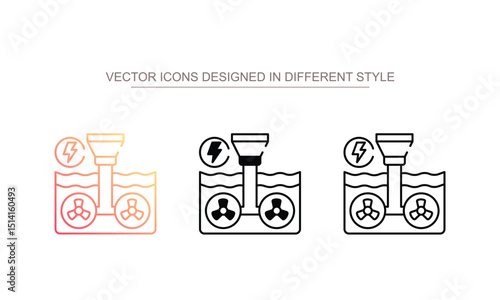 Ocean Energy icon design with white background stock illustration