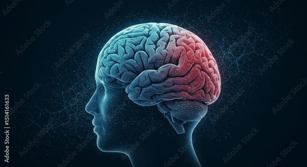 Obraz premium 3D Human Brain Head Anatomy Science Intelligence Technology Medical