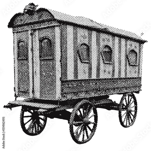 Circus wagon halftone grunge vector design element