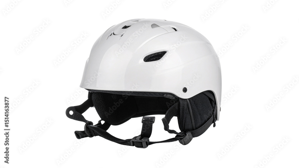 Fototapeta premium Black and red sport safety helmet with protective gloves isolated on white background