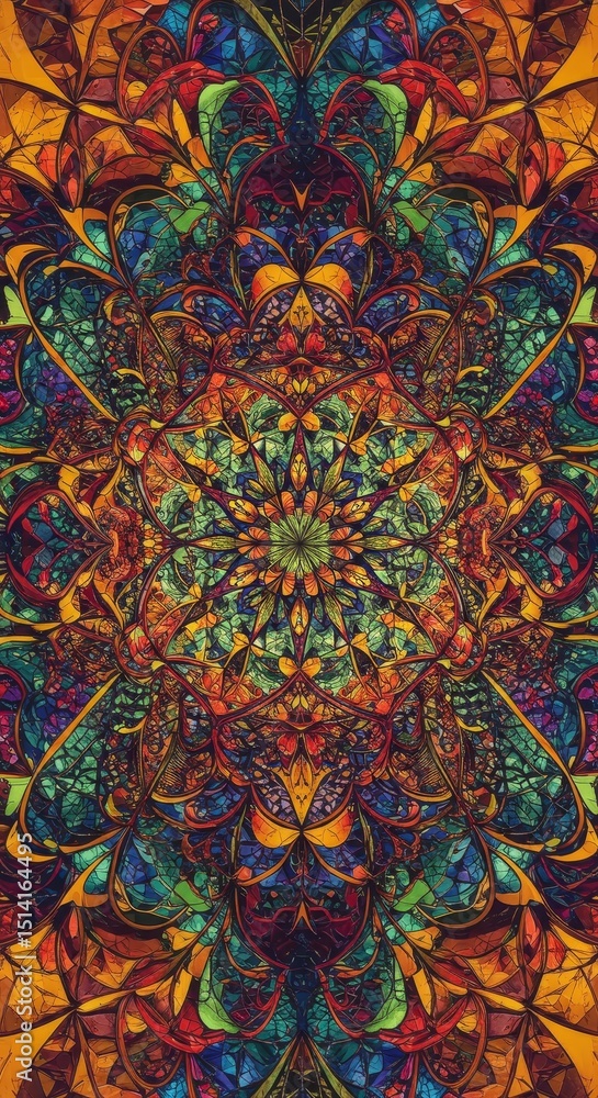 Fototapeta premium Abstract Colorful Mosaic Pattern with Geometric and Ornate Elements
