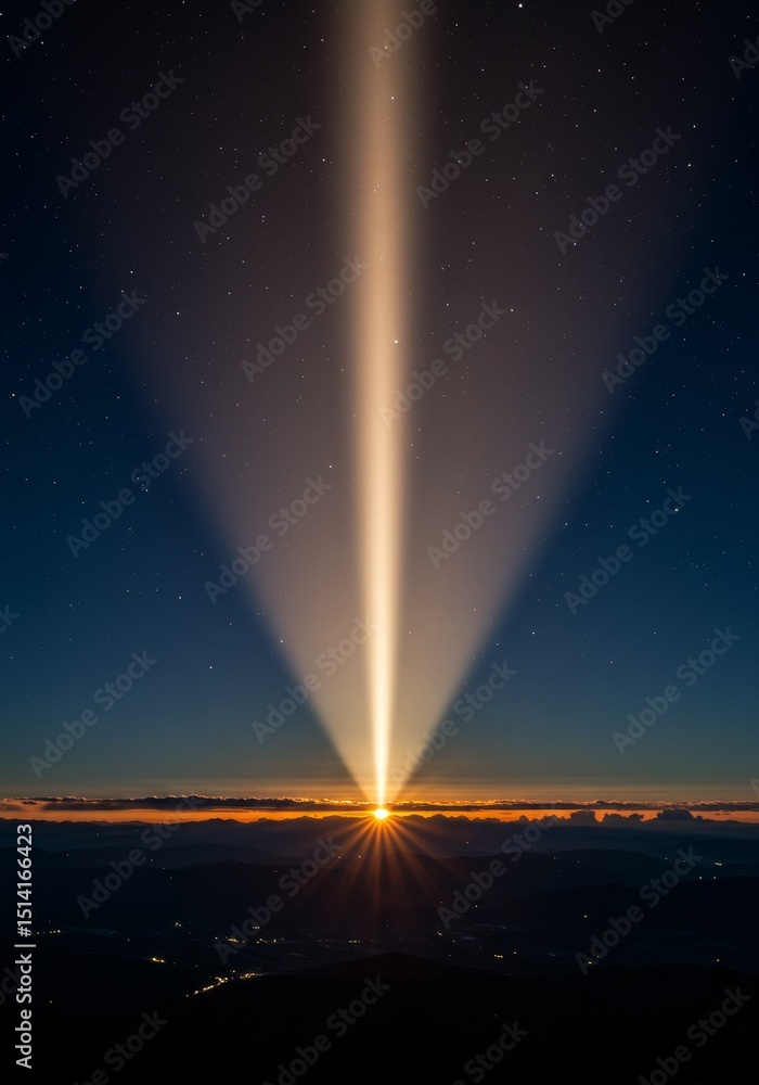 Abstract Sun Beam at Night Stars Sky Scenery Abstract Sun Beam at Night Stars Sky Scenery