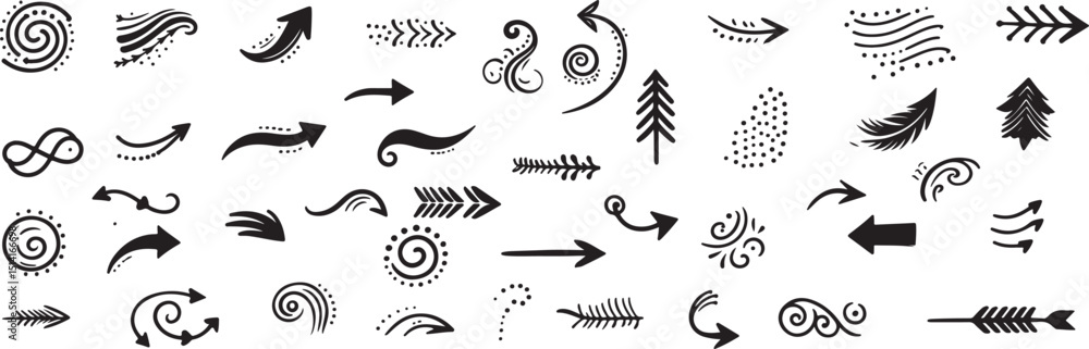 Obraz premium Hand-drawn arrow bumdle icon vector .