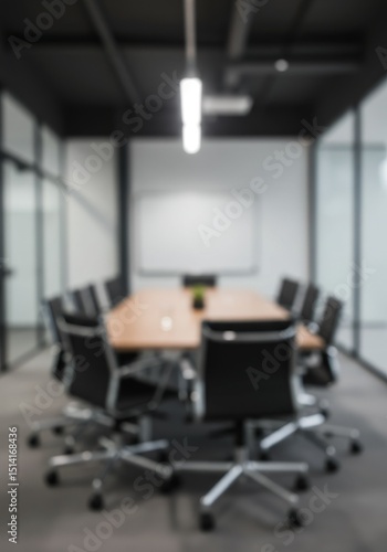 Blurred Photo of a Modern Office Conference Room with Table