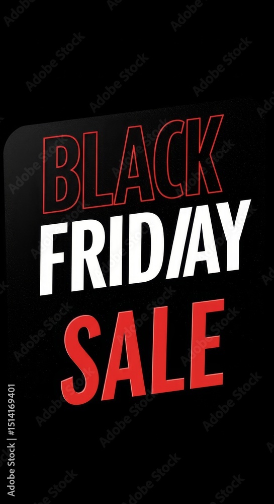 Fototapeta premium Black Friday Sale Illustration Bold Text on Black Background