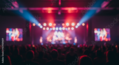 Wallpaper Mural Blurred Crowd at Concert Stage Show with Vibrant Lights Audience Torontodigital.ca