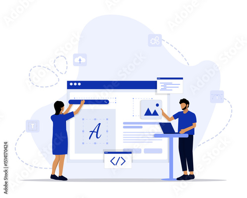 Website creator concept illustration. Suitable for landing page, ui, web, App intro card, editorial, flyer, and banner.
