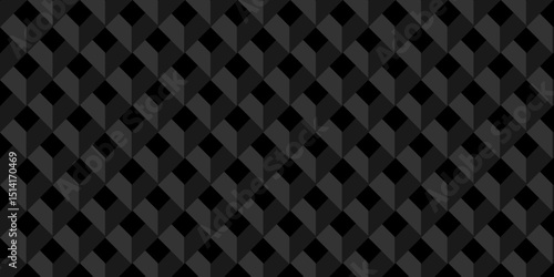 Abstract square black grid tiles cubic square shape backdrop texture. cube geometric wall and floor vector diamond hexagon triangle wallpaper background.	