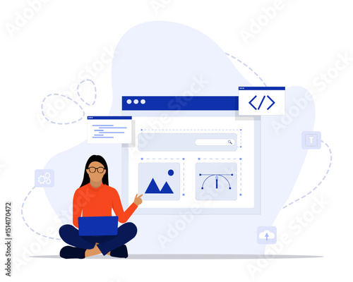 Website creator concept illustration. Suitable for landing page, ui, web, App intro card, editorial, flyer, and banner.