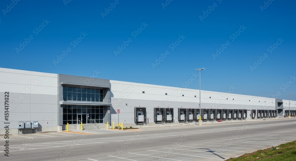Commercial Photo of a Gray Warehouse Building Exterior on Sunny Day Commercial Photo of a Gray Warehouse Building Exterior on Sunny Day