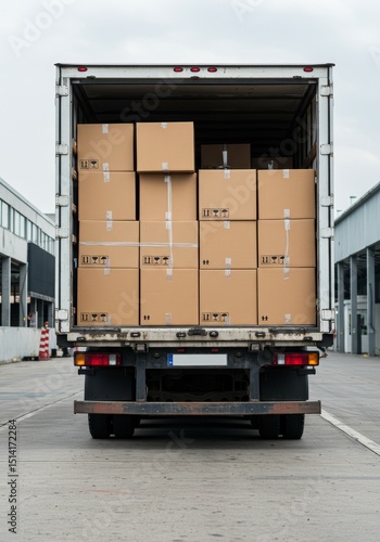 Boxes Filled Truck Delivery Cargo Logistics and Distribution Shipment