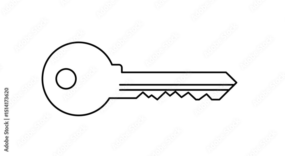 Single Metal House Key Outline Illustration – Security and Access Icon Single Metal House Key Outline Illustration – Security and Access Icon