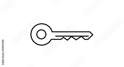 Single Metal House Key Outline Illustration – Security and Access Icon