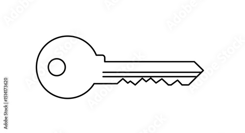 Single Metal House Key Outline Illustration – Security and Access Icon