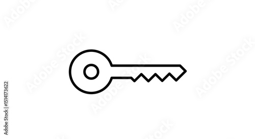Single Metal House Key Outline Illustration – Security and Access Icon
