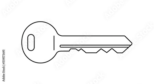 Single Metal House Key Outline Illustration – Security and Access Icon