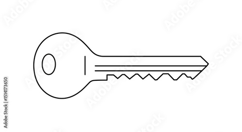 Single Metal House Key Outline Illustration – Security and Access Icon