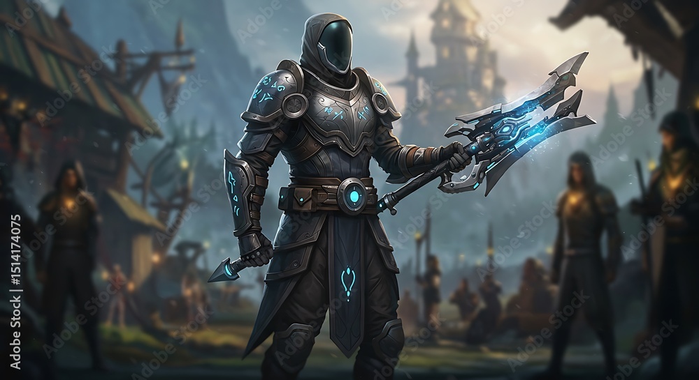 Fototapeta premium Fantasy Warrior in VR Game