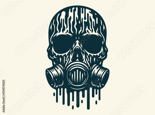 Skull with Gas Mask Dripping Graphic Art Print for Gothic and Edgy Decor, Dripping skull gas mask svg, Melting skull svg, Skull svg, Skull in gas mask svg, Sticker decal, Cricut cutting file