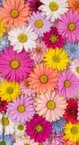 Floral Daisies Colorful Pattern Arrangement Fresh Background Texture