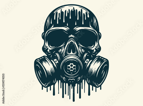 Skull with Gas Mask Dripping Graphic Art Print for Gothic and Edgy Decor, Dripping skull gas mask svg, Melting skull svg, Skull svg, Skull in gas mask svg, Sticker decal, Cricut cutting file