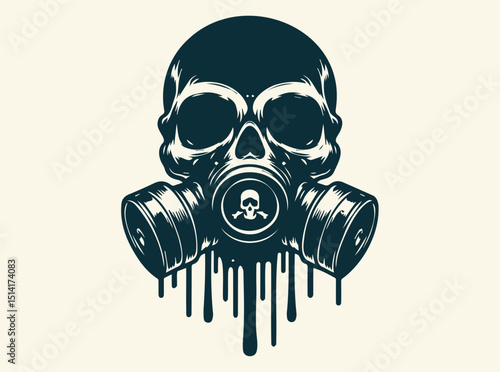 Skull with Gas Mask Dripping Graphic Art Print for Gothic and Edgy Decor, Dripping skull gas mask svg, Melting skull svg, Skull svg, Skull in gas mask svg, Sticker decal, Cricut cutting file