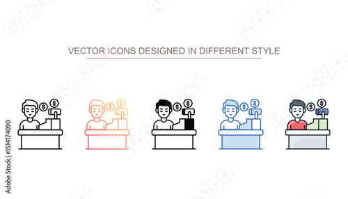 Shop Assistant icon design with white background stock illustration