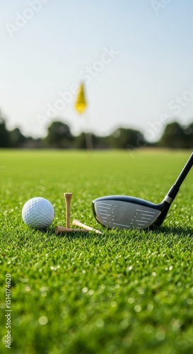 Wallpaper Mural Close Up of Golf Ball Tee and Club on Green Grass Field Torontodigital.ca