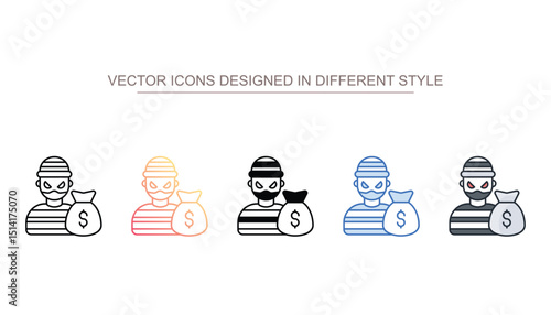 Thief icon design with white background stock illustration