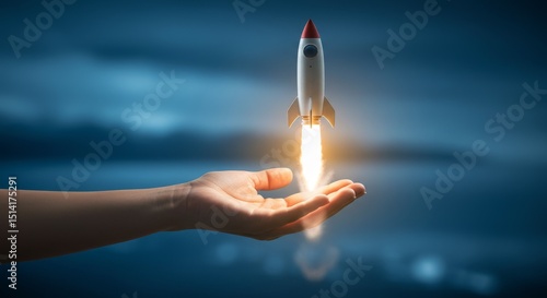 Hand Launch Rocket Startup Success Business Innovation Development