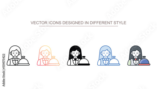 Waitress icon design with white background stock illustration