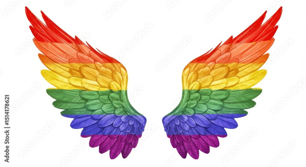 Naklejka premium Illustration Rainbow Wings Symbolizing Pride Love and Freedom