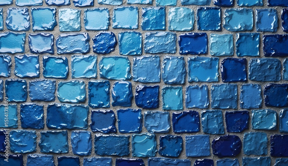 Fototapeta premium Abstract arrangement of glossy blue square shapes creates a cool, textured background with depth.