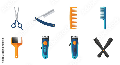 Barber tools Scissors razor combs and hair clippers in vector format