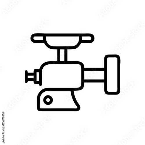 Manual meat grinder in outline style for kitchen use  