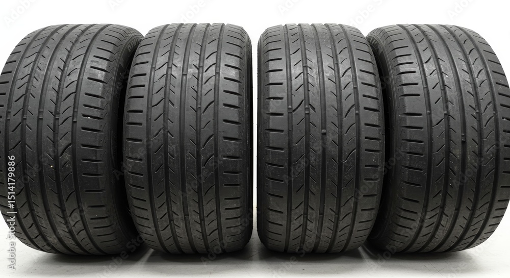 Obraz premium Isolated Tires Black Rubber Texture New Automobile Transportation