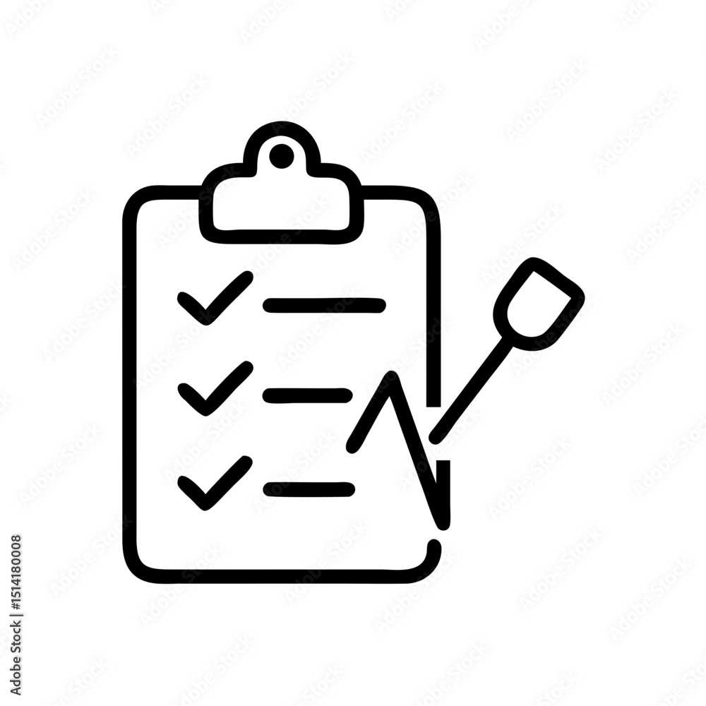 Checklist on clipboard with check marks and pencil icon Checklist on clipboard with check marks and pencil icon
