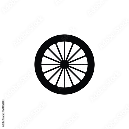 Antique wagon wheel with spokes transparent background design element cutout