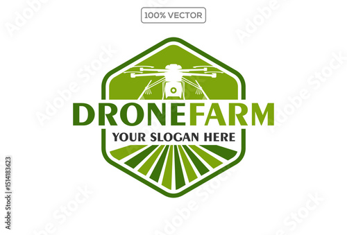 Agriculture Modern Technique with Drone Technology logo design template stock