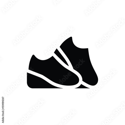 Black and White Sneaker Icon on a Transparent Background Minimalist Design