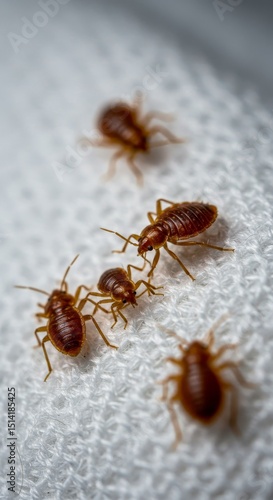 Macro Photo of Bed Bugs Parasitic Insect Arthropod on White Textile