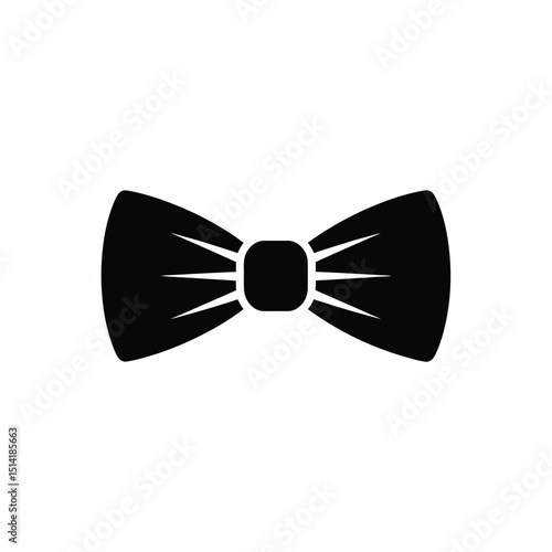 Black Bow Tie Isolated on Transparent Background Formal Style Icon Design