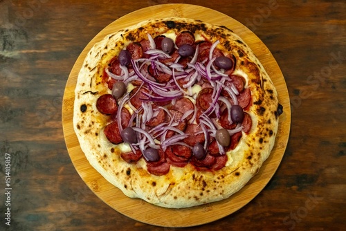 Quadro su tela Traditional Brazilian Calabrian sausage pizza