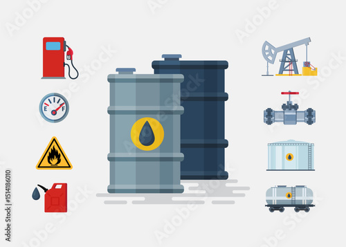 Oil and petroleum industry vector illustration. stock Illustration.